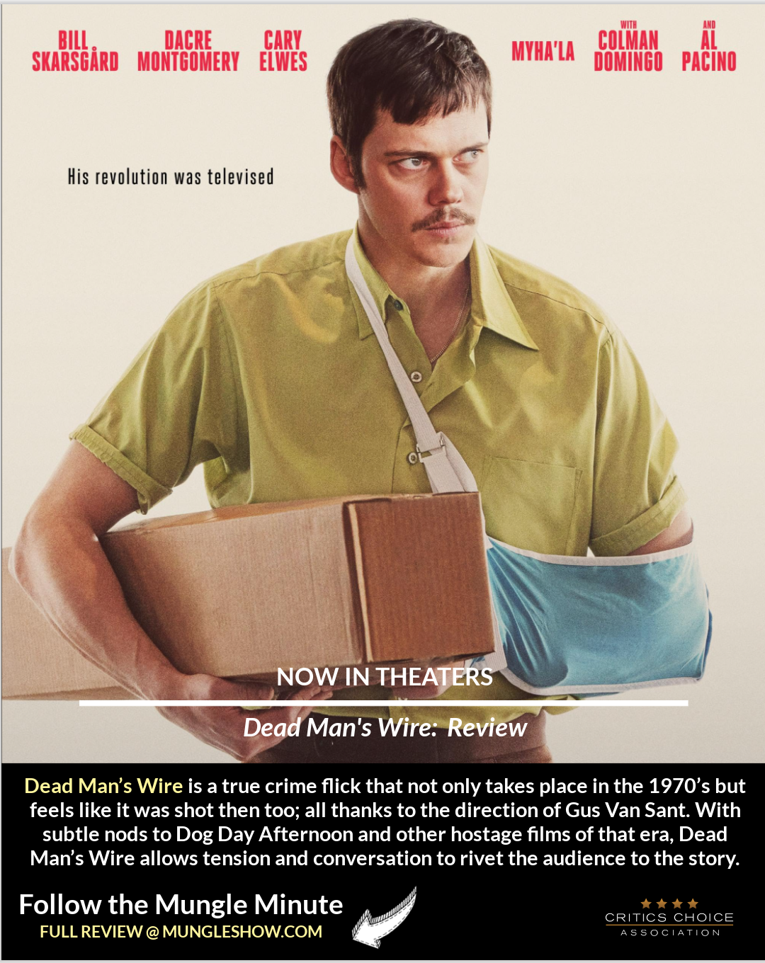 Dead Man’s Wire not only takes place in the 1970’s but feels like it was shot then too; thanks to Gus Van Sant