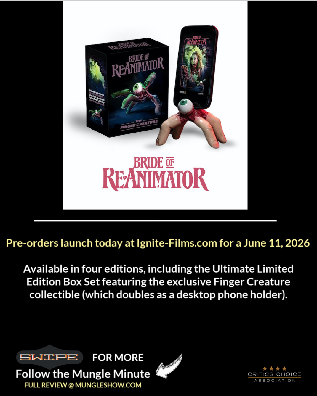BRIDE OF RE-ANIMATOR IN 4 EDITIONS