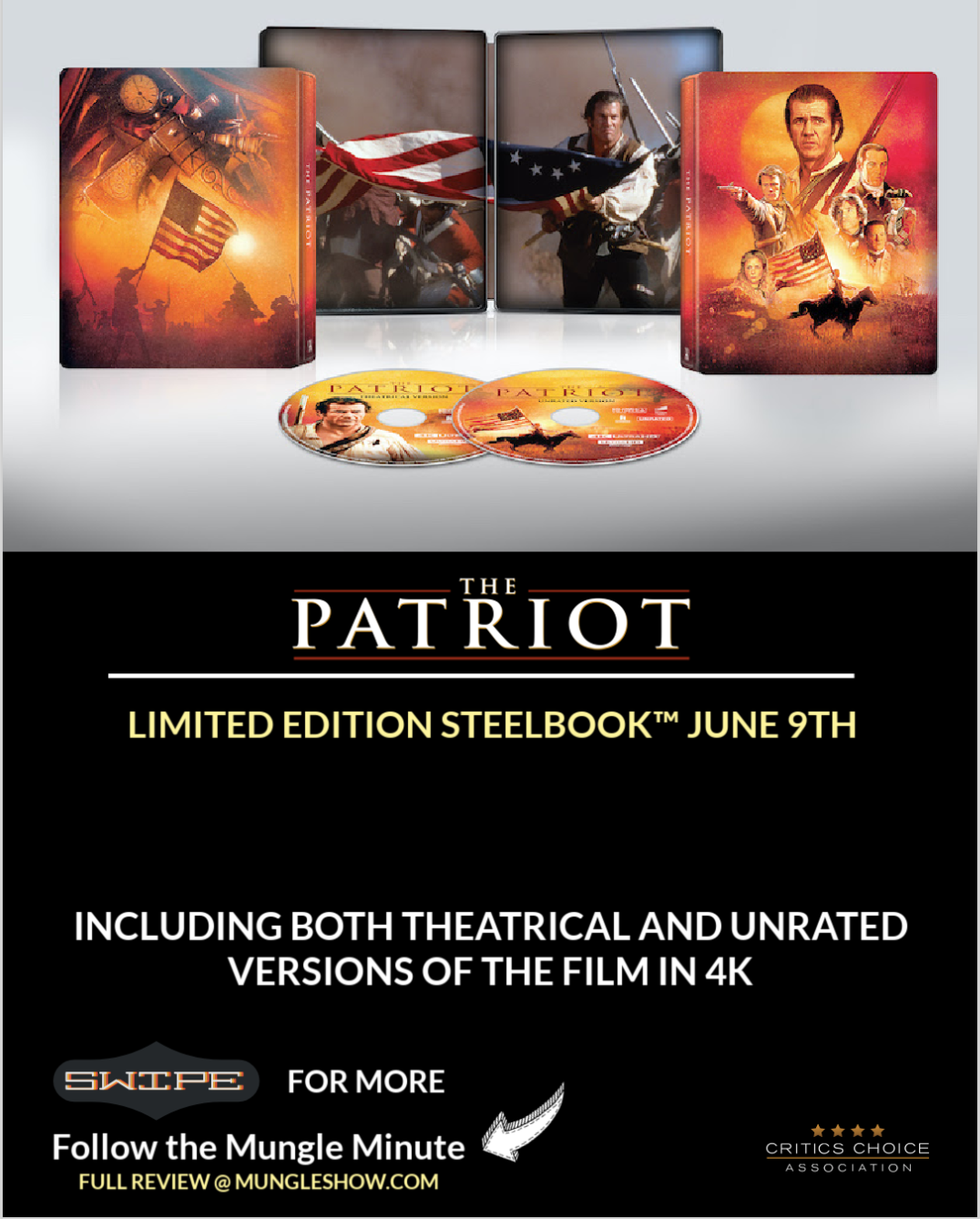 THE PATRIOT ARRIVES AS A LIMITED EDITION STEELBOOK JUNE 9TH